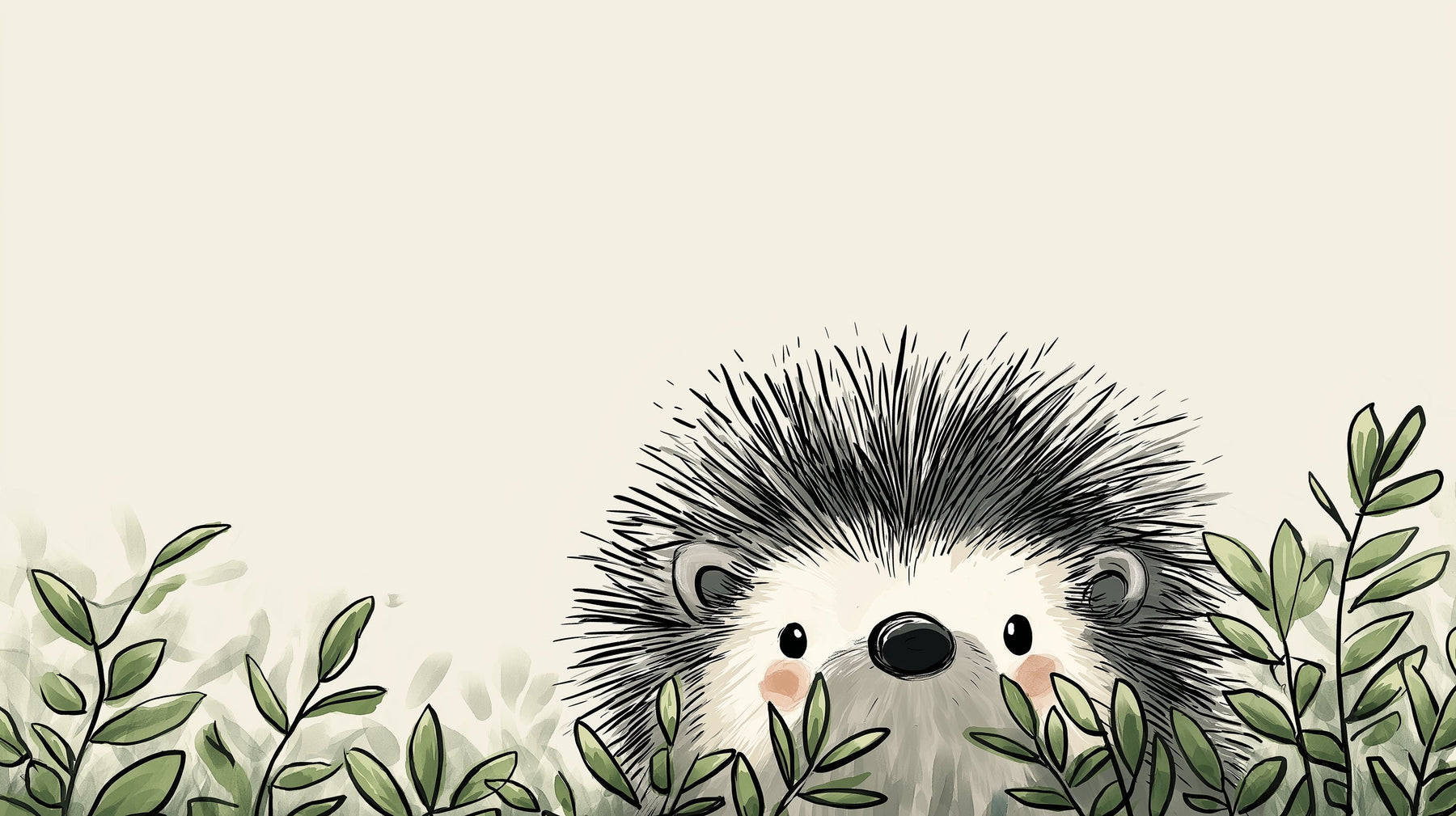 Detailed hedgehog and foliage mural wallpaper design pattern by Kids-Mundo