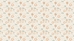 Detailed hot air balloon and smiling suns mural wallpaper design pattern by Kids-Mundo