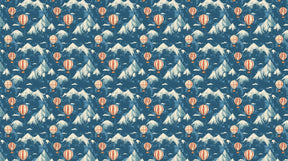 Detailed hot air balloon and Japanese mountain mural wallpaper design pattern by Kids-Mundo