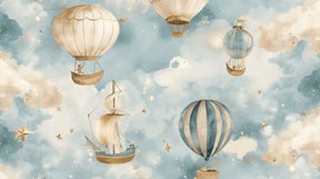 Detailed hot air balloon and starry sky mural wallpaper design pattern by Kids-Mundo