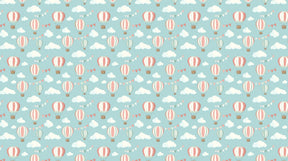 Detailed hot air balloon mural wallpaper design pattern with colorful balloons and clouds by Kids-Mundo