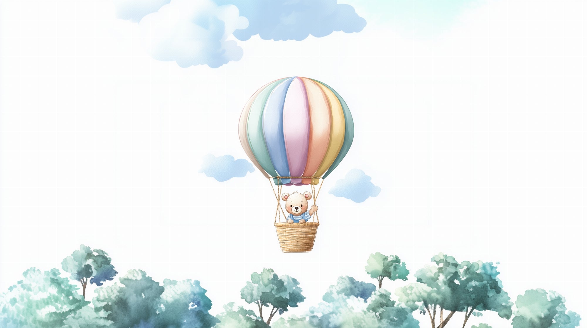 Detailed bear hot air balloon mural wallpaper design pattern by Kids-Mundo