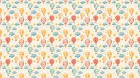 Detailed hot air balloon mural wallpaper design pattern with pastel clouds by Kids-Mundo