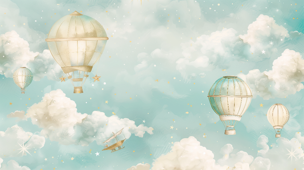 Dreamy Hot Air Balloons in a Starry Sky Wall Mural