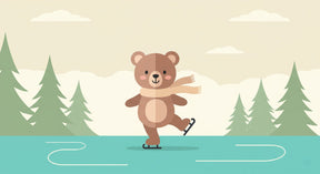 Detailed ice skating bear mural wallpaper design pattern showing winter scene by Kids-Mundo