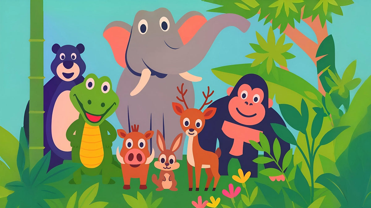 Jungle Animal Friends Group Wall Mural
