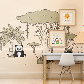 Baby safari adventure wallpaper creating peaceful jungle atmosphere in toddler bedroom