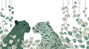 Detailed jungle cats mural wallpaper design pattern showing leopard and panther by Kids-Mundo