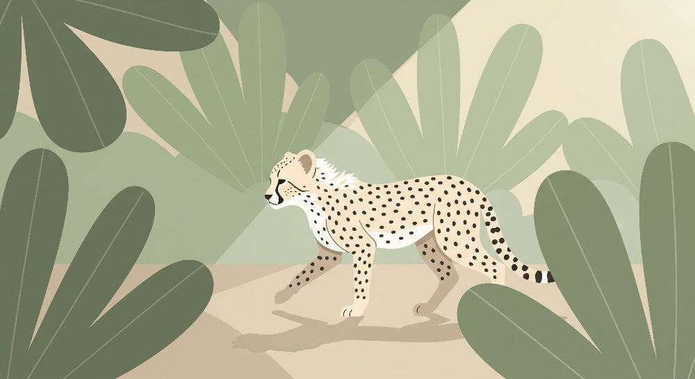 Detailed jungle leopard mural wallpaper design pattern with tropical foliage by Kids-Mundo