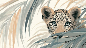Detailed jungle leopard mural wallpaper design pattern showing safari wildlife artwork by Kids-Mundo