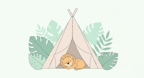 Detailed jungle lion and tipi mural wallpaper design pattern by Kids-Mundo