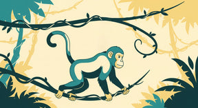 Detailed jungle monkey mural wallpaper design pattern with tropical foliage by Kids-Mundo
