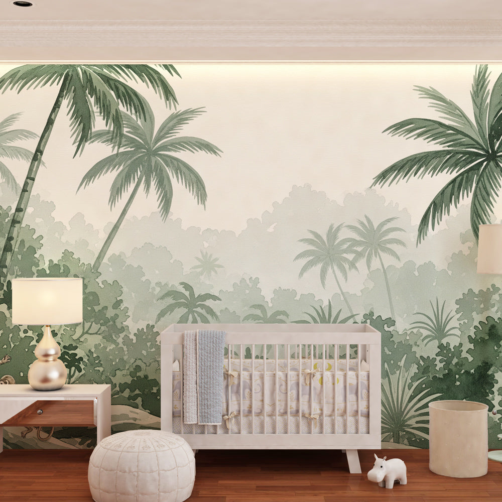 Kids-Mundo jungle monkey wall mural as a colourful backdrop in a children's playroom