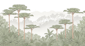 Detailed jungle palm tree mural wallpaper design pattern with tropical plants by Kids-Mundo
