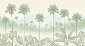 Detailed jungle palms mural wallpaper design pattern with tropical foliage by Kids-Mundo