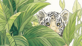 Detailed jungle tiger mural wallpaper design pattern with hidden safari elements by Kids-Mundo