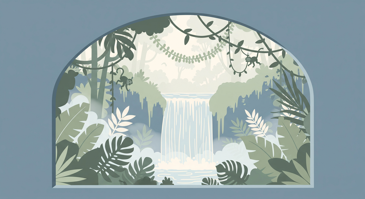 Jungle Waterfall Arch Wall Mural