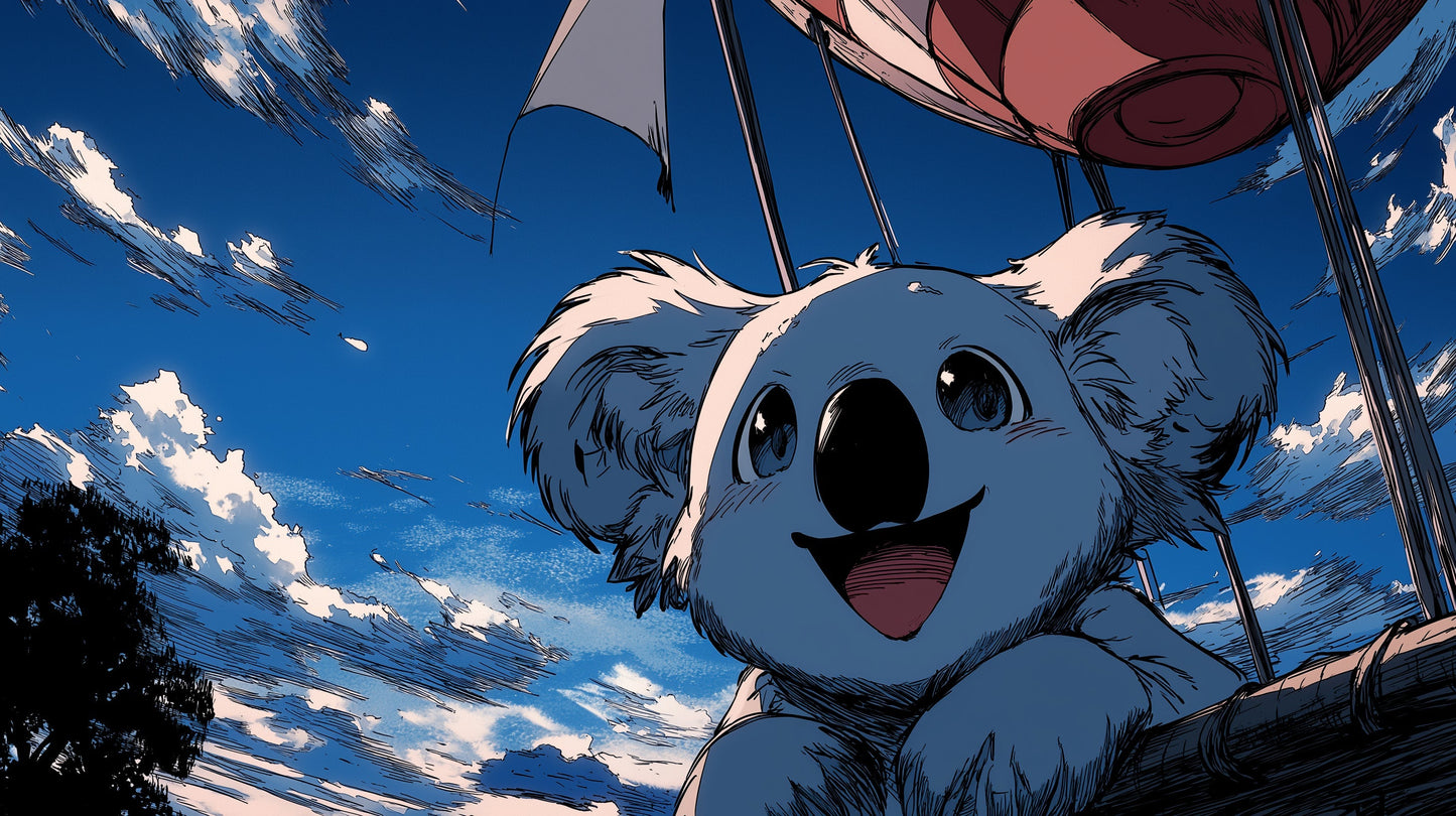 Cheerful koala balloon wallpaper transforming playroom into adventure zone by Kids-Mundo