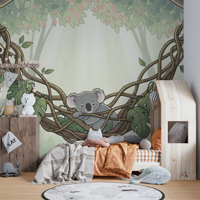 Nature-themed koala wallpaper transforming children's bedroom into tranquil forest retreat by Kids-Mundo