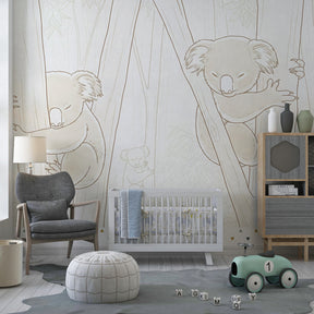 Eucalyptus forest wallpaper creating calming children's bedroom atmosphere