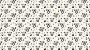 Detailed koala mural wallpaper design pattern with hearts and eucalyptus leaves by Kids-Mundo