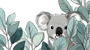 Detailed koala among leaves mural wallpaper design pattern by Kids-Mundo