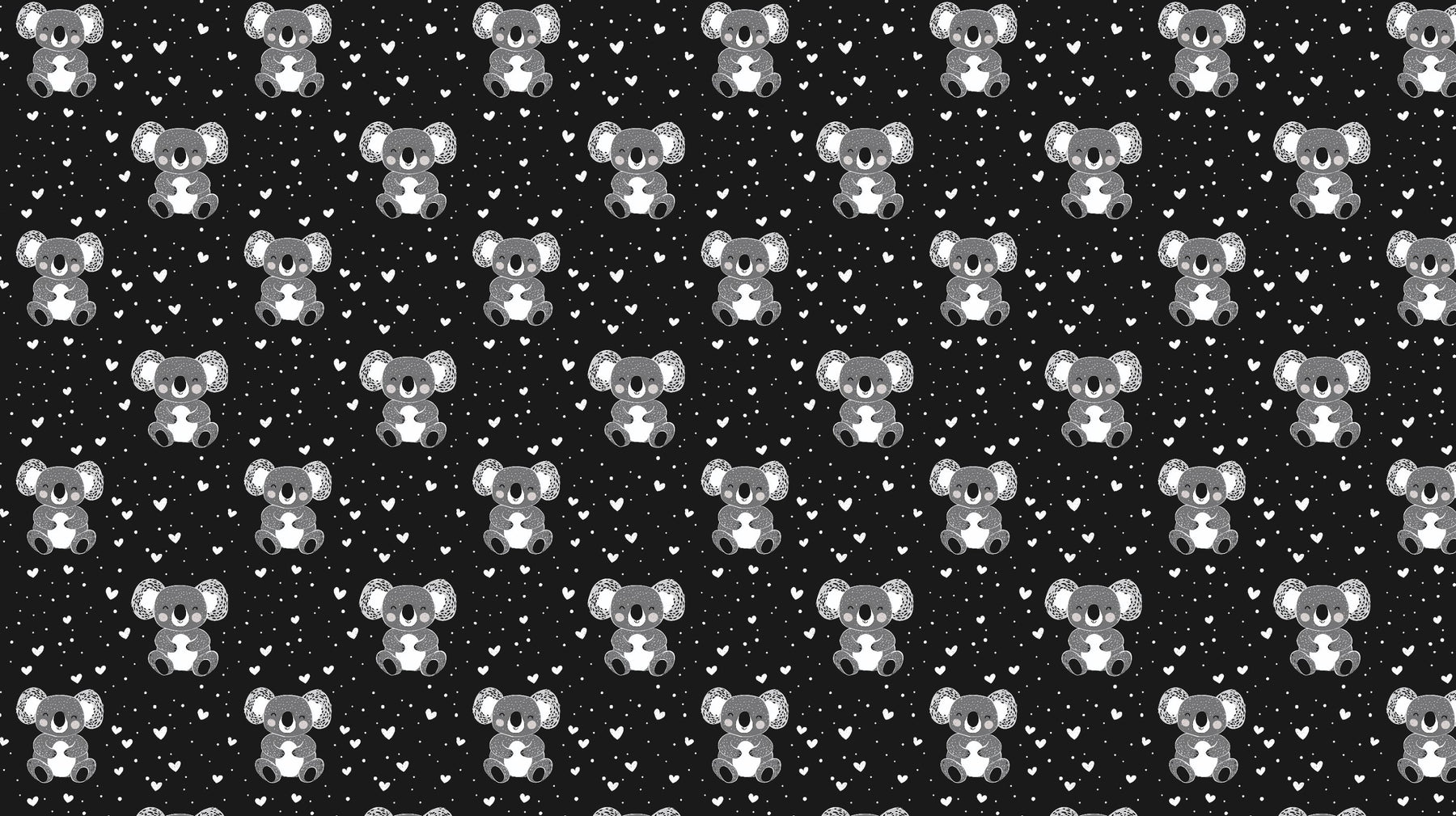 Detailed koala mural wallpaper design pattern featuring adorable animals and hearts by Kids-Mundo