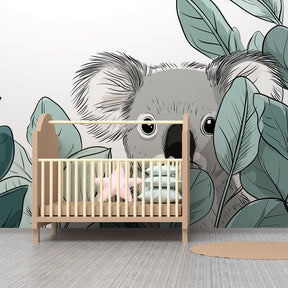 Cute koala animal wallpaper transforming children's bedroom into nature sanctuary