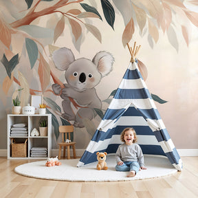 Koala mural wallpaper creating peaceful nursery atmosphere with soft pastel tones by Kids-Mundo