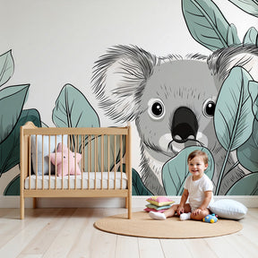 Koala mural wallpaper creating peaceful nursery decor with nature theme by Kids-Mundo