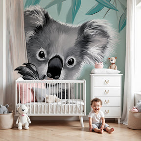 Koala mural wallpaper creating peaceful nursery atmosphere with eucalyptus design by Kids-Mundo