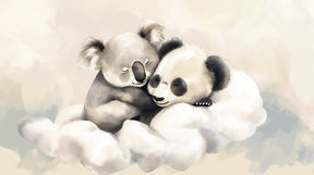 Detailed koala panda cloud mural wallpaper design pattern by Kids-Mundo