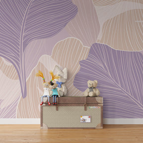 Botanical leaves wallpaper transforming children's bedroom with soft pastel nature design