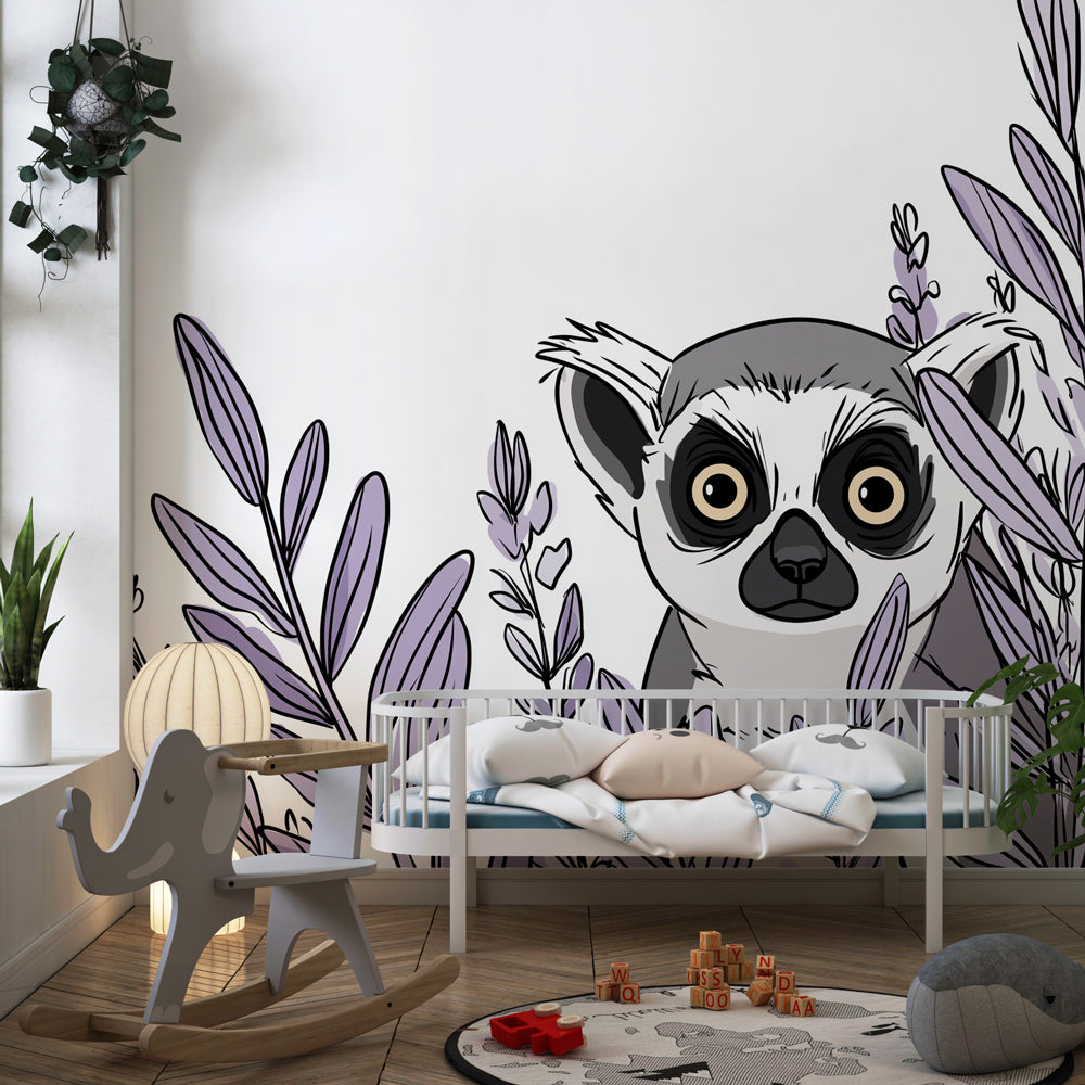 Animal themed lemur wallpaper transforming toddler room into adventure sanctuary by Kids-Mundo
