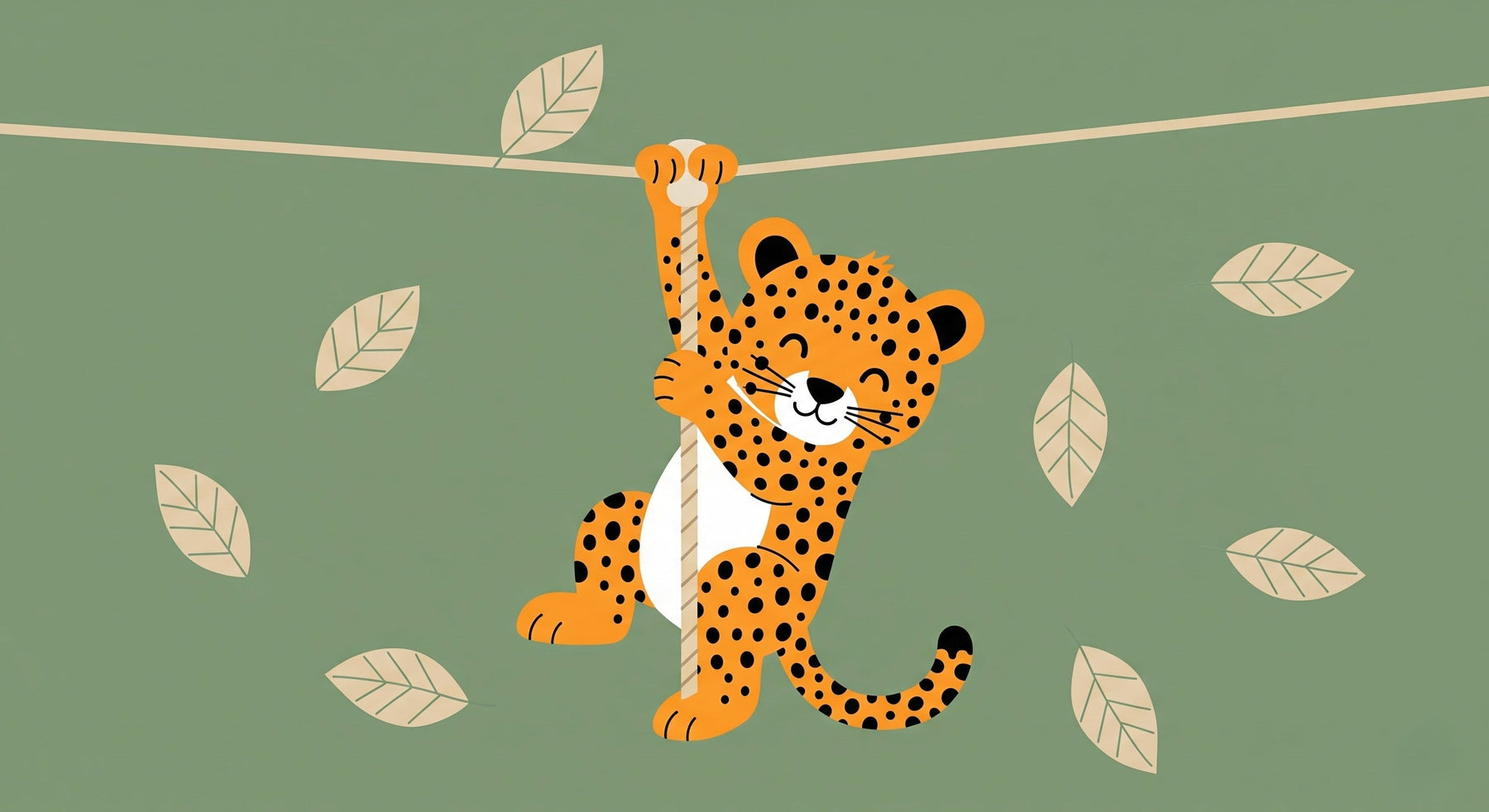 Detailed leopard jungle mural wallpaper design pattern with tropical foliage by Kids-Mundo