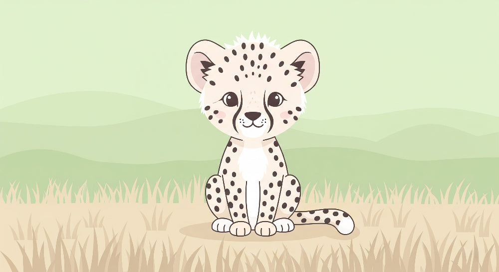 Detailed leopard safari mural wallpaper design pattern with spotted fur and savanna landscape by Kids-Mundo
