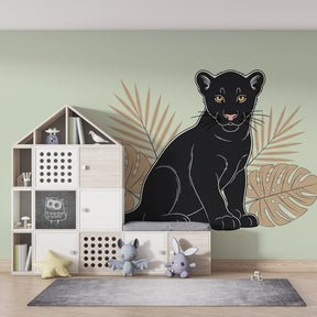 Jungle leopard wallpaper creating adventurous kids bedroom decor with warm tropical tones