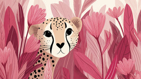 Detailed leopard and tropical flowers mural wallpaper design pattern by Kids-Mundo