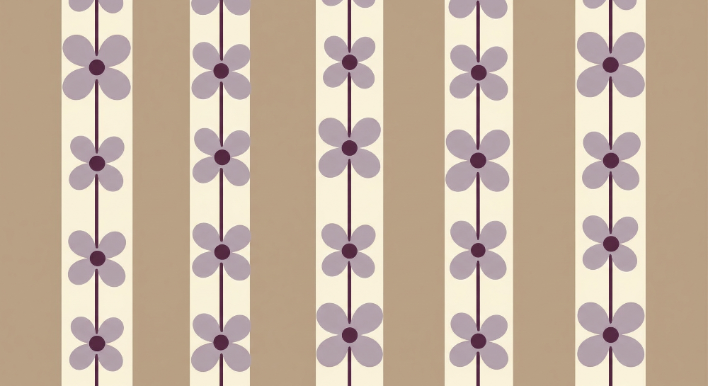 Lilac Floral Stripe Wall Mural