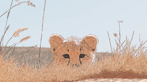 Detailed lion cub in tall grass mural wallpaper design pattern by Kids-Mundo