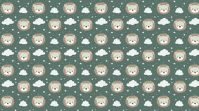 Detailed lion face mural wallpaper design pattern with clouds and stars by Kids-Mundo