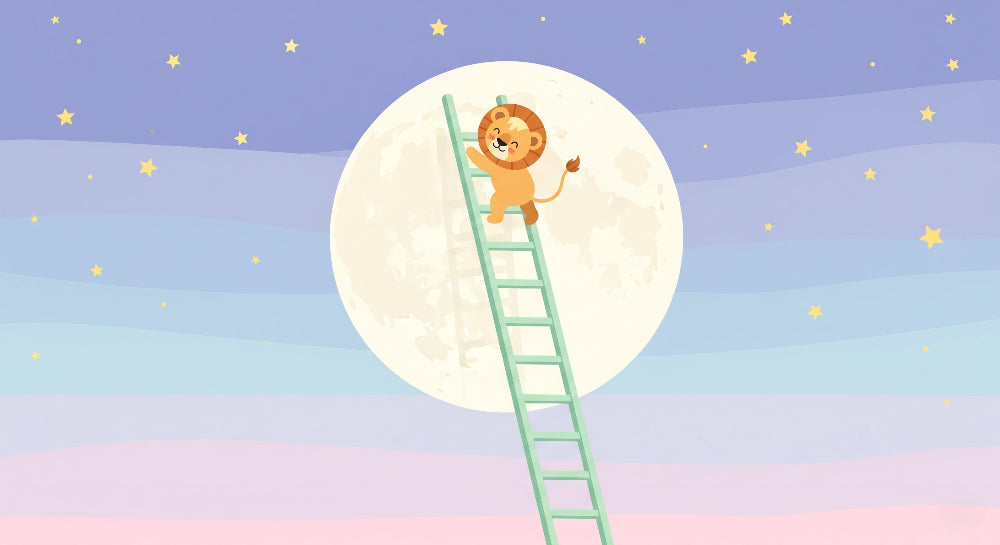 Detailed lion moon and starry sky mural wallpaper design pattern by Kids-Mundo