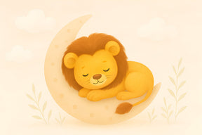 Detailed lion sleeping on moon mural wallpaper design pattern by Kids-Mundo