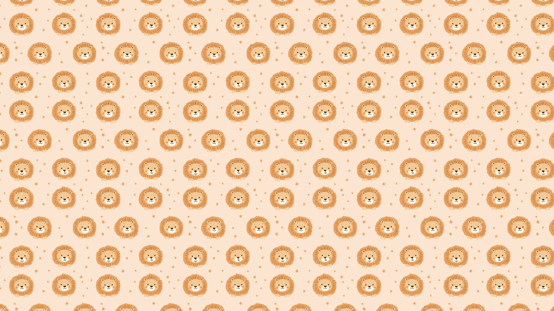 Detailed lion cubs mural wallpaper design pattern with stars on soft background by Kids-Mundo