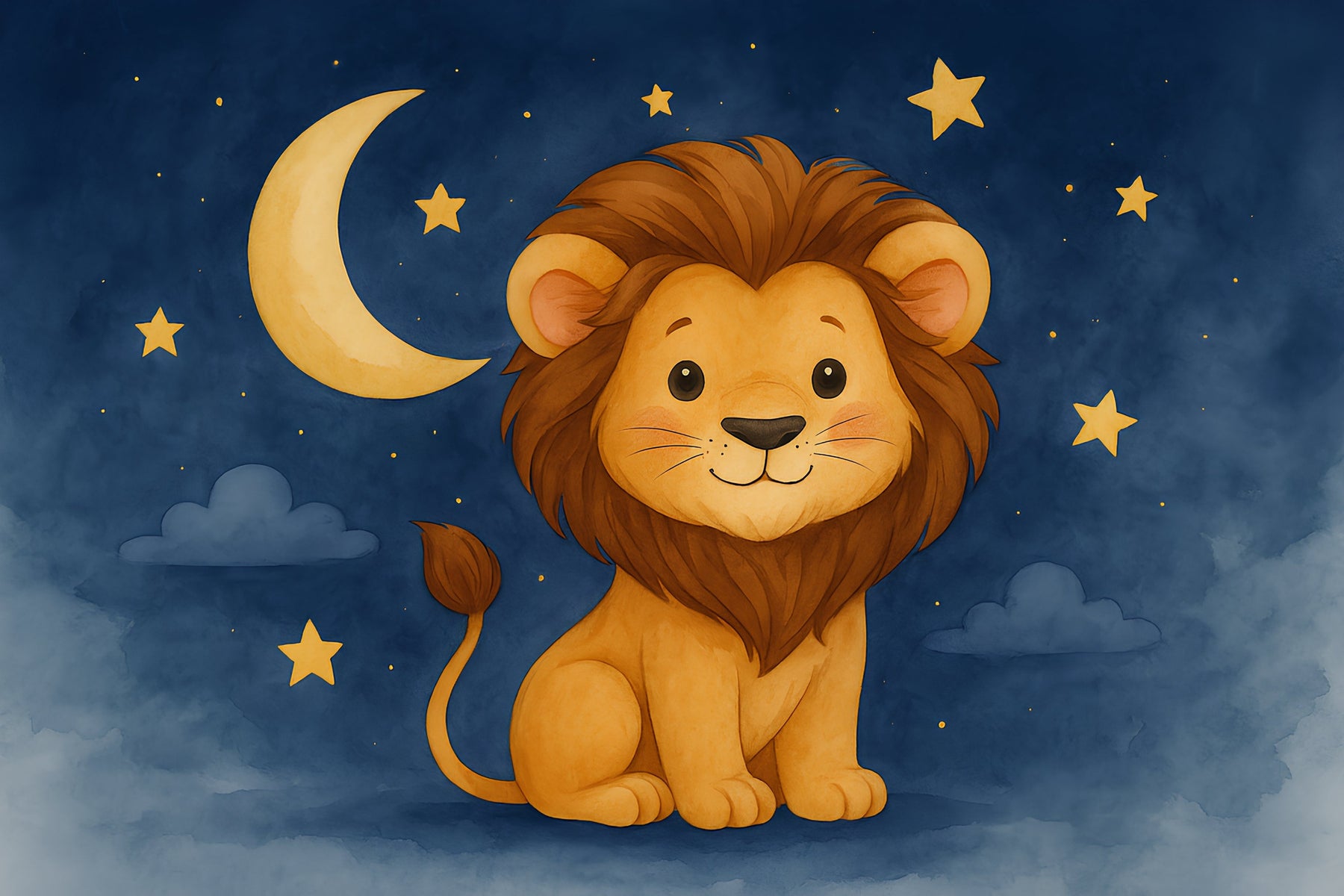 Detailed lion under starry sky mural wallpaper design pattern by Kids-Mundo