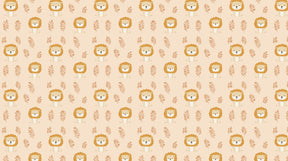 Detailed lion mural wallpaper design pattern showing cute safari animals with botanical elements by Kids-Mundo