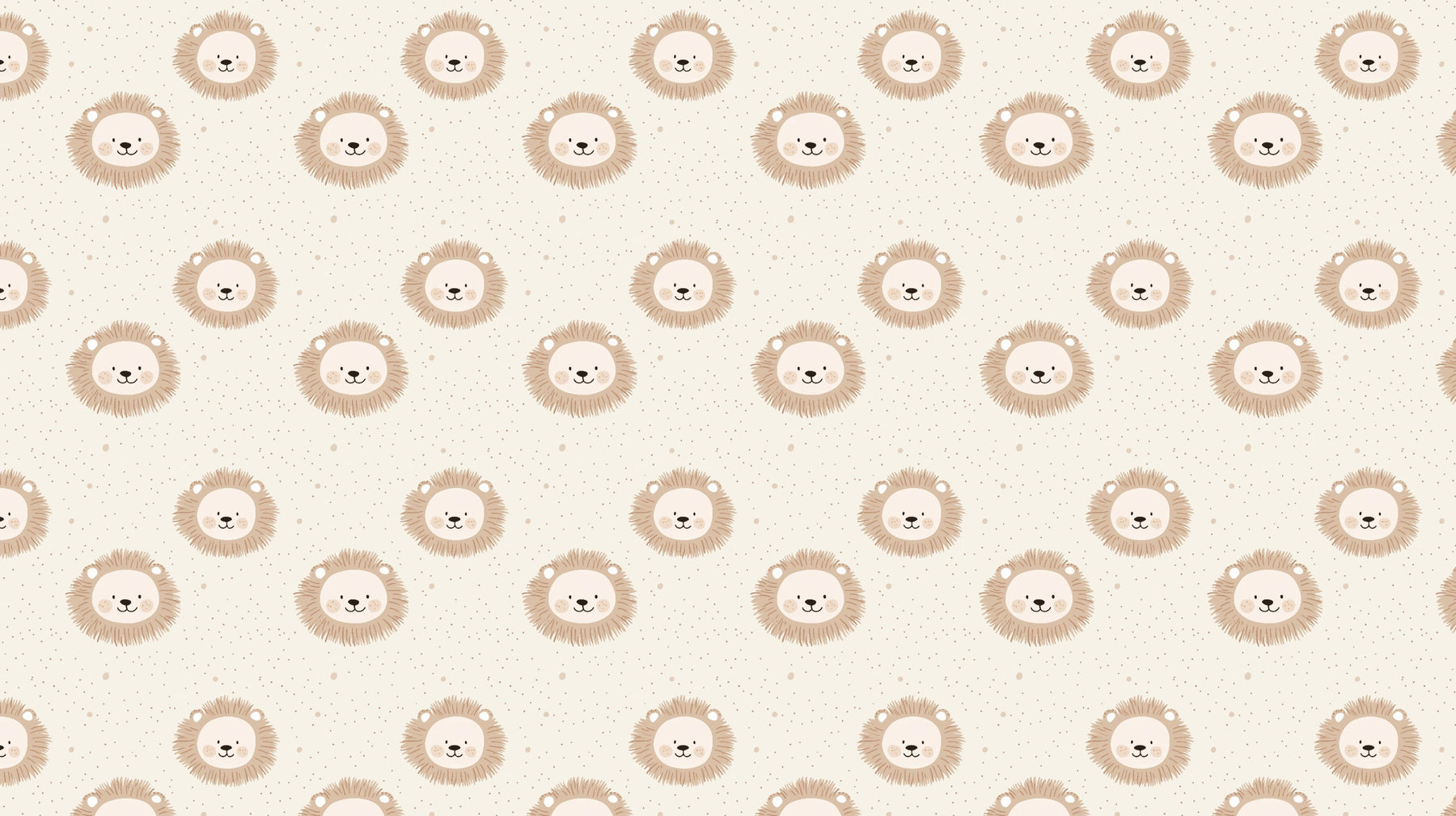 Detailed gentle lion mural wallpaper design pattern in soothing beige tones by Kids-Mundo