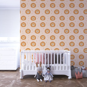 Safari lion mural wallpaper transforming kids room with gentle animal theme by Kids-Mundo