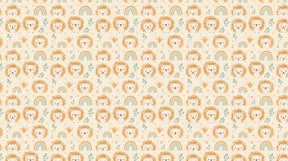 Detailed lion rainbow mural wallpaper design pattern with safari animals and colorful arcs by Kids-Mundo