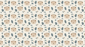 Detailed lion faces and tropical leaves mural wallpaper design pattern by Kids-Mundo